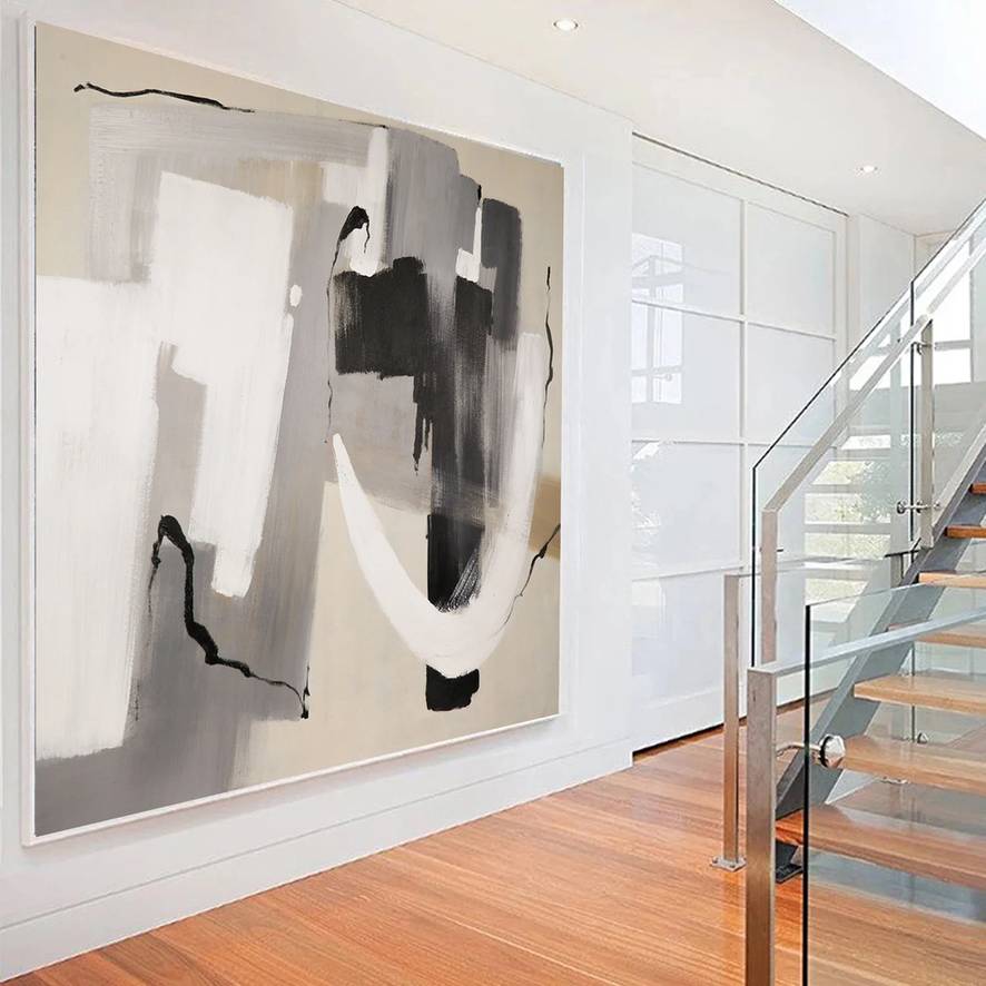 Gray White Modern You Abstract Canvas Wall Art 8W4V7 wall art